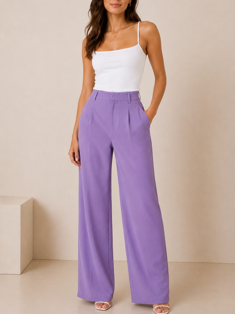 Missguided Lilac Tailored Wide Leg Trousers NWT Size US 2